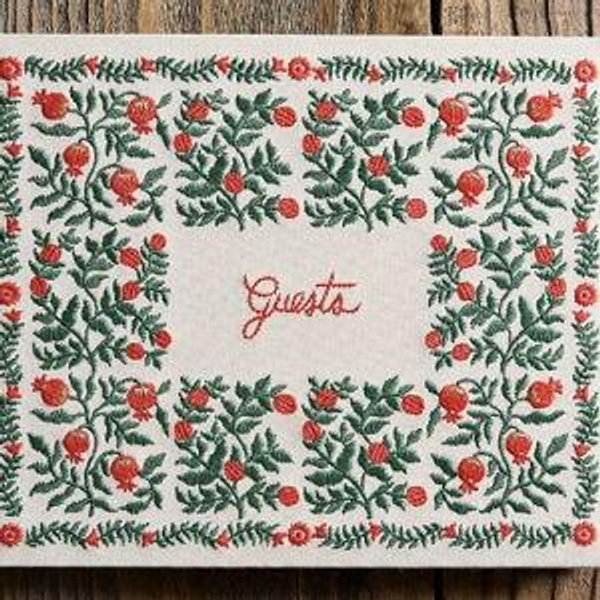 Embroidered Pomegranate Guest Book
