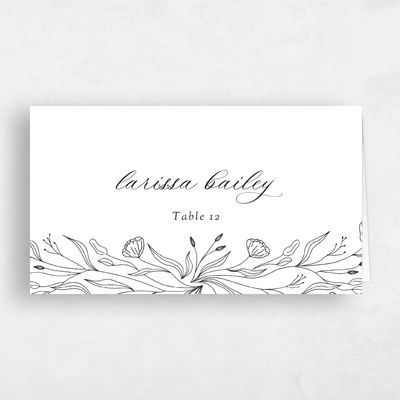 White Wedding Place Card - Vanora