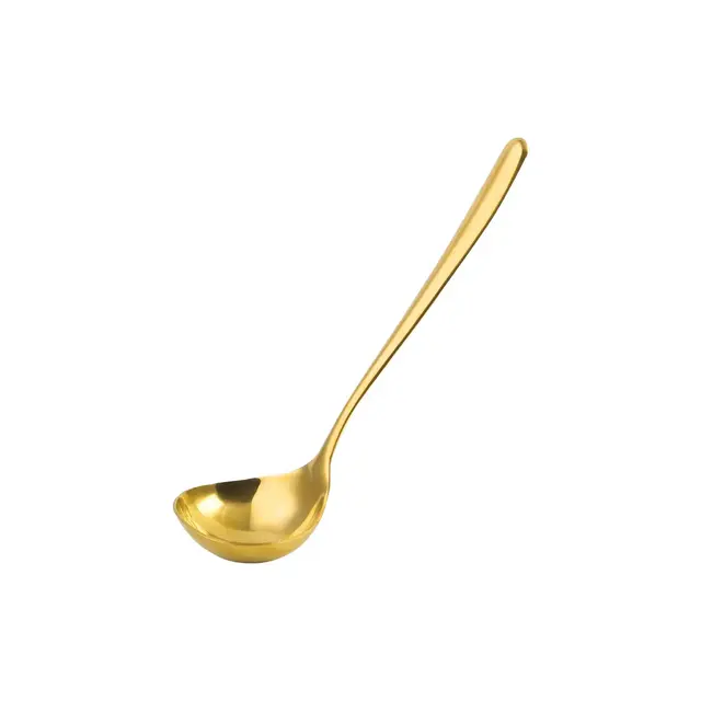 Unique Bargains Durable Stainless Steel Restaurant Kitchen Soup Ladle Spoon 7.8 Inch Gold Tone