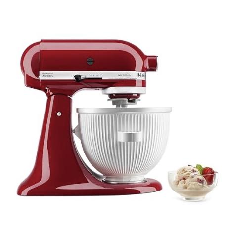 KitchenAid Ice Cream Maker Attachment for Stand Mixer, 2 Quart, KSMICM, White