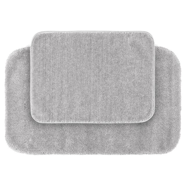 2pc Traditional Washable Nylon Bath Rug Set Platinum Gray - Garland