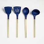 Wyn Blue Silicone Utensils with Brass Handles, Set of 4