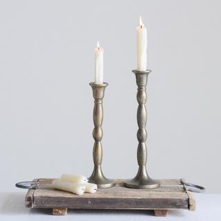 Blue & White Cast Aluminum Candlestick
