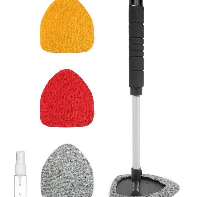 bylikeho Windshield Cleaner Inside,Car Window Cleaner,Car Cleanser Brush,Car Accessories Car Cleaning Supplies Tools,Car Cleaning Kit with Extendable Handle,Microfiber Cloth,Spray Bottle,Fits All Cars