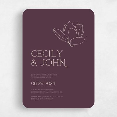 Purple Rounded Wedding Invitation - Alameda Corner