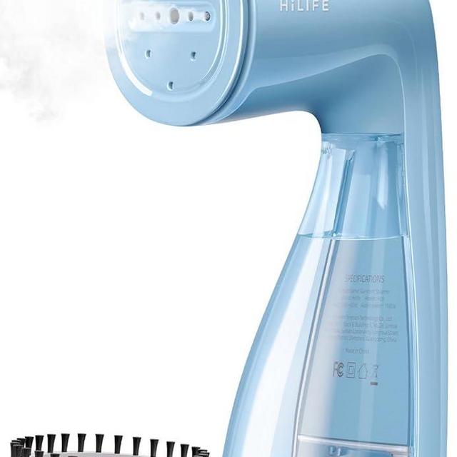 HiLIFE Steamer for Clothes, 1100W Clothes Steamer, Fast Wrinkle Removal with Large 300ml Tank, Ideal for All Fabrics, Easy to Use, Compact and Portable Travel Garment Steamer (sky blue)