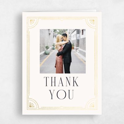 Beige Wedding Thank You - Amber Photo Foil