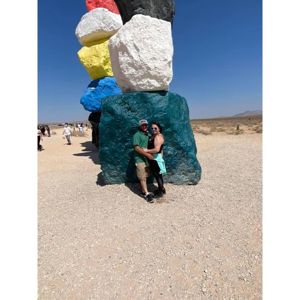 Our first trip to Las Vegas for our 1st anniversary. Seven Magic Mountains