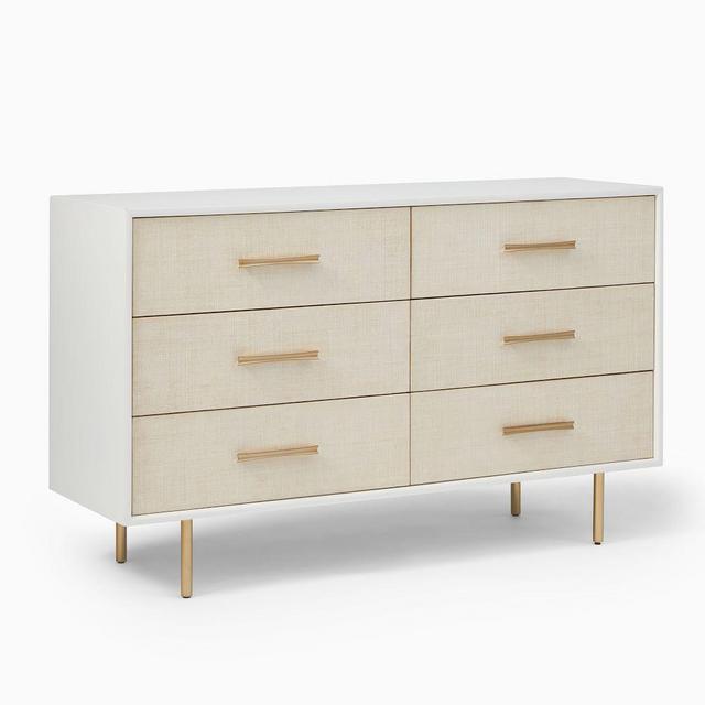 Margot 6-Drawer Dresser, Whitewashed, Light Bronze