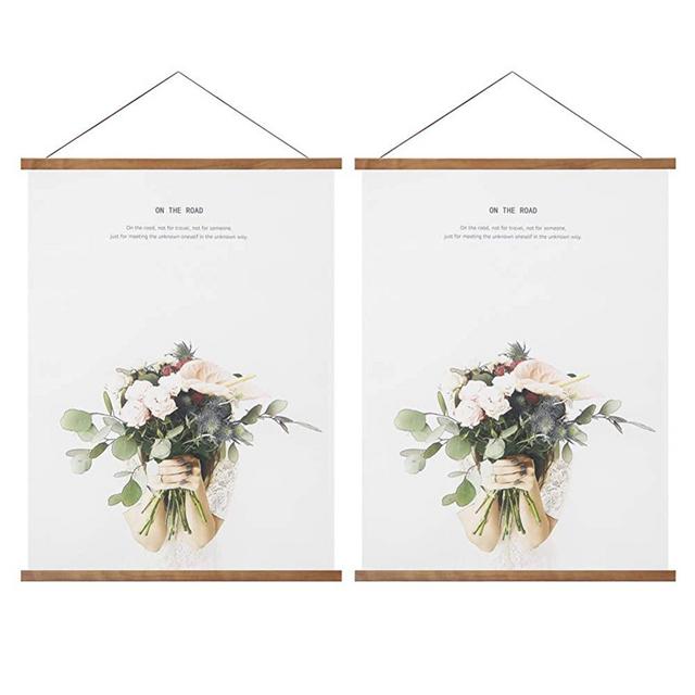 Miaowater 2 Pack Poster Frame,12x15 12x16 12x17 12x18 12x20 Magnetic Light Wood Wooden Frames Hanger for Photo Picture Art Canvas Print Artwork Wall Hanging Teak Wood 12''