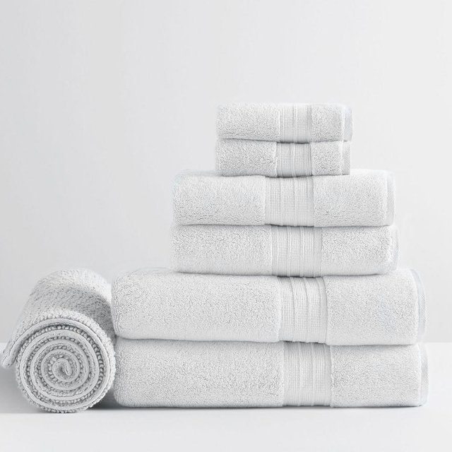 White Hydrocotton Organic Bath/Hand/Washcloth/Bath Mat, Set of 7