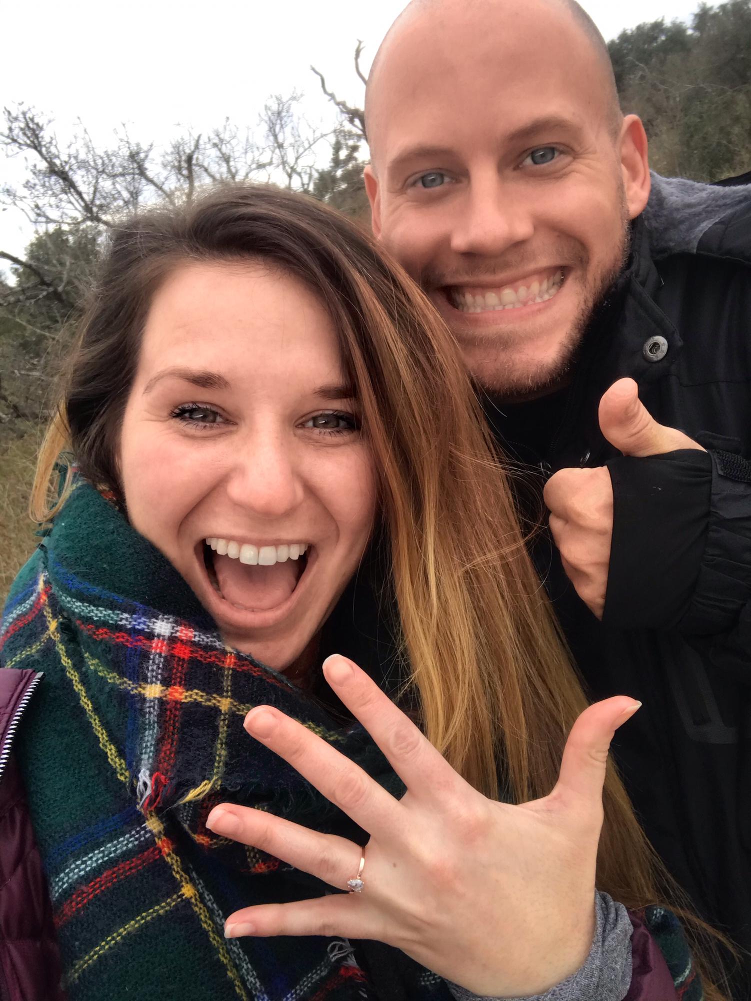 Minutes after our engagement and cheesing so hard!