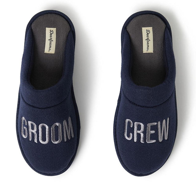 Dearfoams Men's Groom & Groomsmen Giftable Wedding Day Scuff