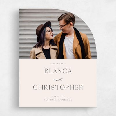 Beige Half arch Wedding Save the Date - Gendron Photo