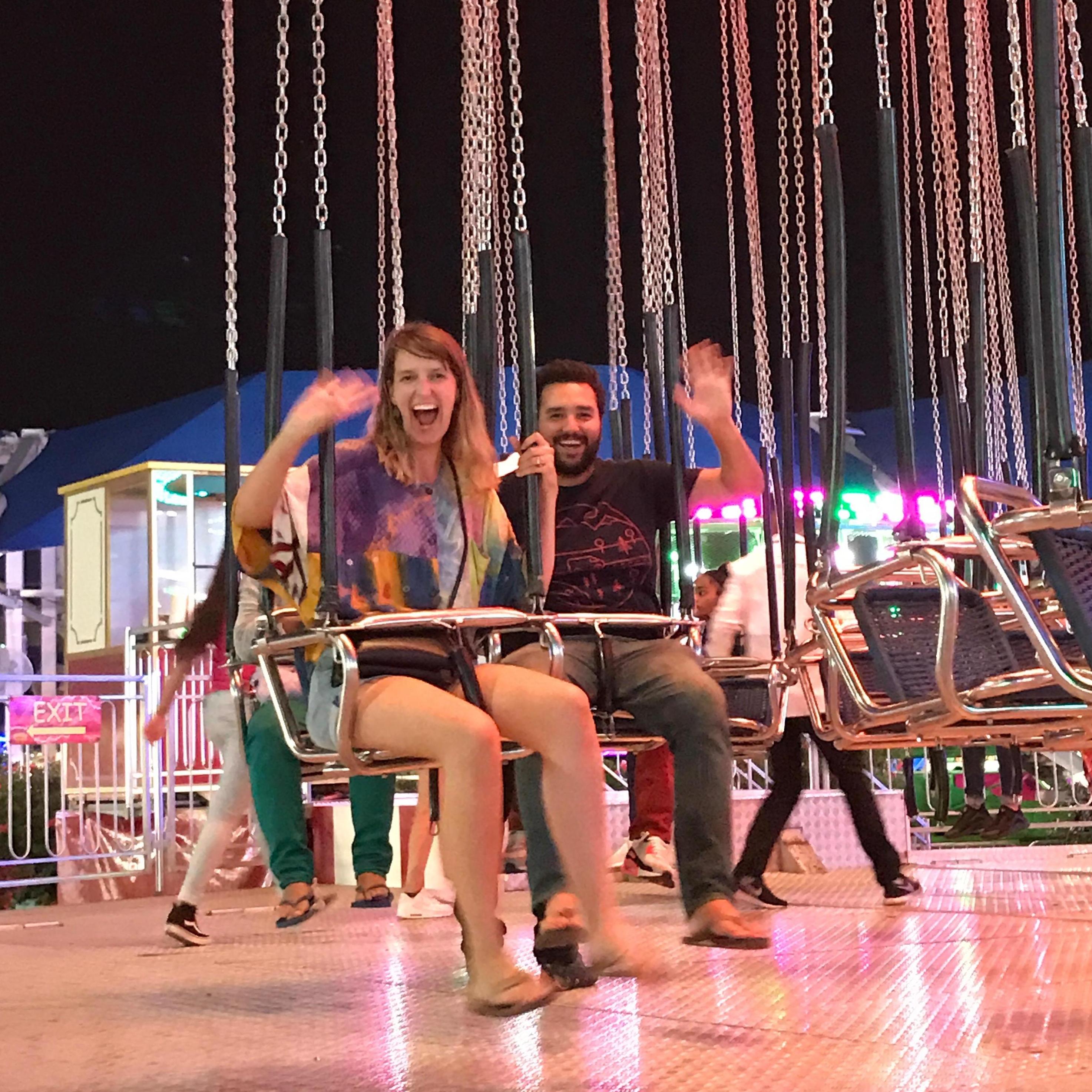 About to start Sarah's favorite ride at the State Fair of Texas!