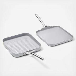 2-Piece Square Griddle & Grill Pan Set