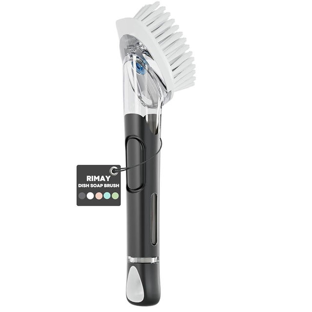 RIMAY Soap Dispensing Dish Brush, Dish Scrubber with Soap Dispenser, Dish Soap Brush, Dish Wand with Soap Dispenser Kitchen Brush for Dishes, Pans, Sink, Pots