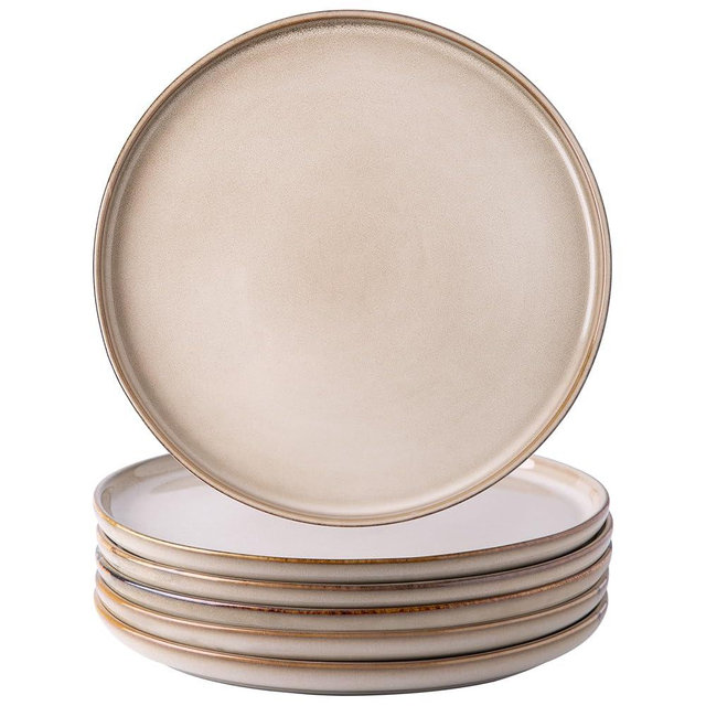 AmorArc Ceramic Plates Set of 6, 8.5 Inch Reactive Glaze Stoneware Plates set, Dessert, Salad, Appetizer, Small Dinner Plates, Microwave, Dishwasher Safe, Scratch Resistant Dishes Set Kitchen Plates