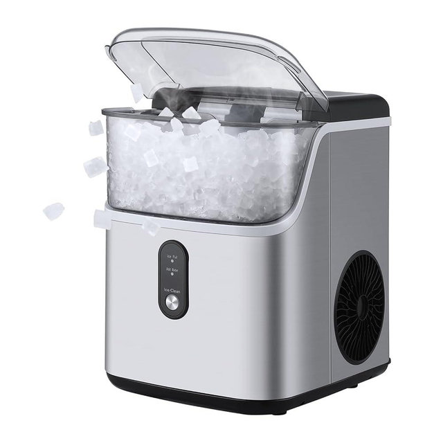 Portable Ice Makers Countertop, 36Lbs/24Hrs Day Pebble Ice Maker Machine, Self-Cleaning Countertop Chewable Ice Machine, Stainless Steel, Soft Ice Cubes, for Home & Kitchen