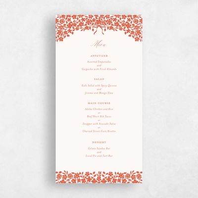 Burnt Orange Wedding Menu - Tiglio