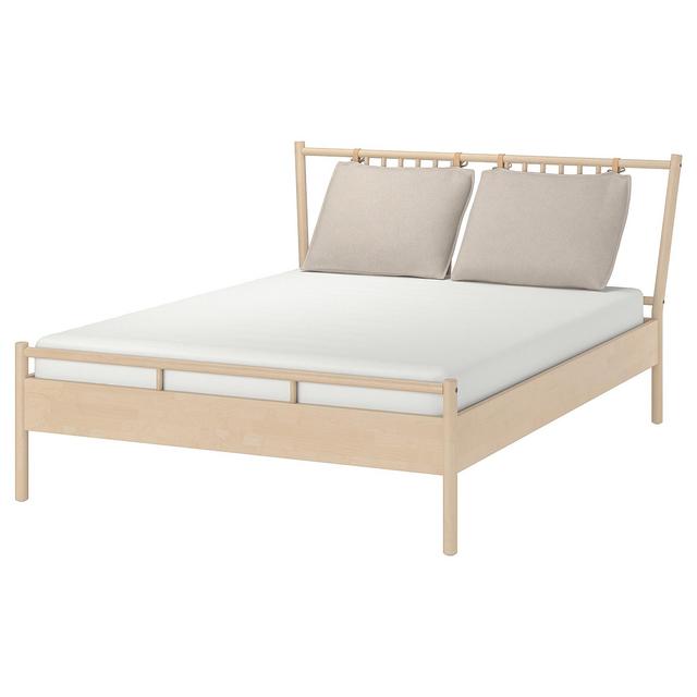 BJÖRKSNÄS Bed frame, birch/LuröyQueen