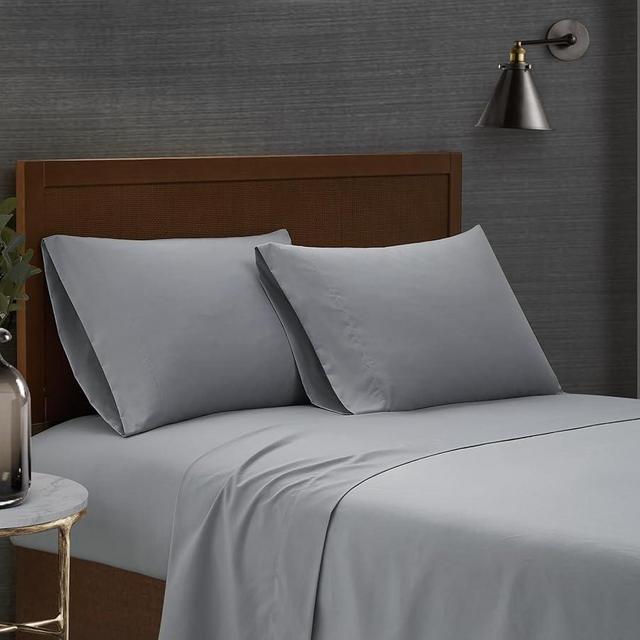London Fog Garment Washed Solid Sheet Set Grey Microfiber 4-Piece Queen Sheet Set, Solid Themed, Deep Pocket, Adult and Teen, Oeko-TEX Certified
