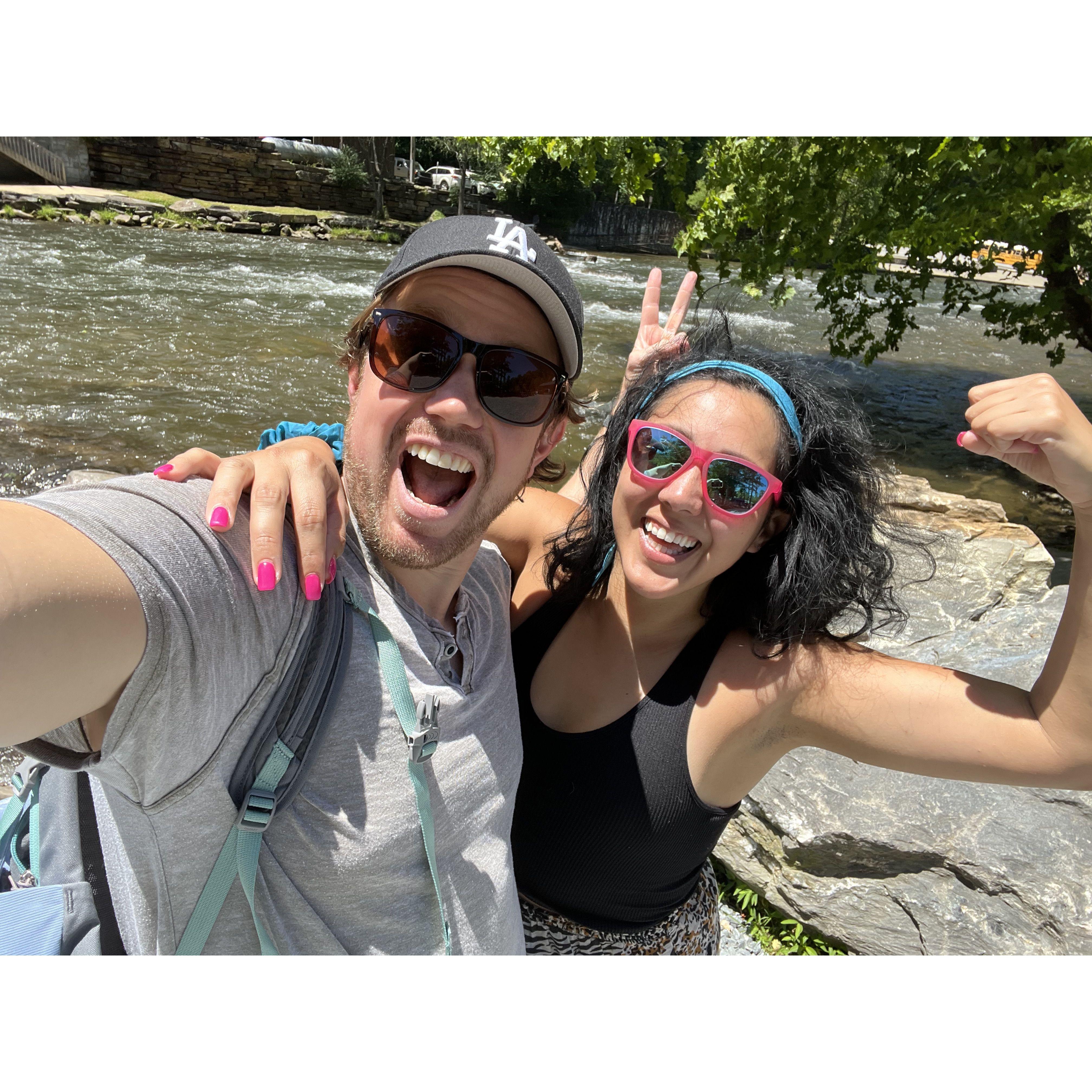 Chrisy's first time white water rafting! Zach always manages to get her out of her comfort zone... North Carolina. June 2022.