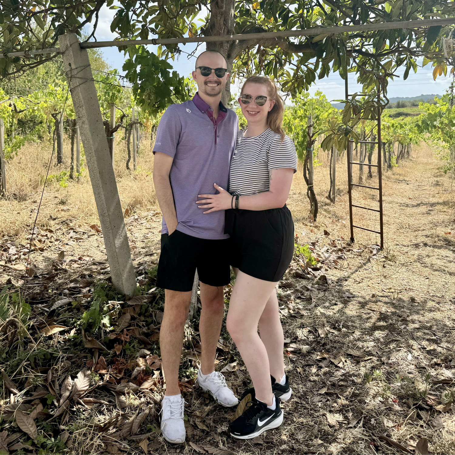 Exploring a vineyard in Frascati, Italy. We got to sample grapes and wines. Taken the day before we got engaged! 8.18.2024