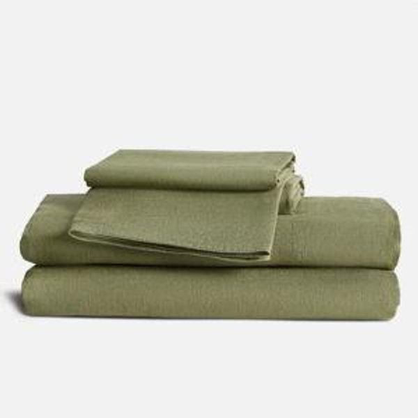 Washed European Linen Core Sheet Set - Fresh Moss - Queen