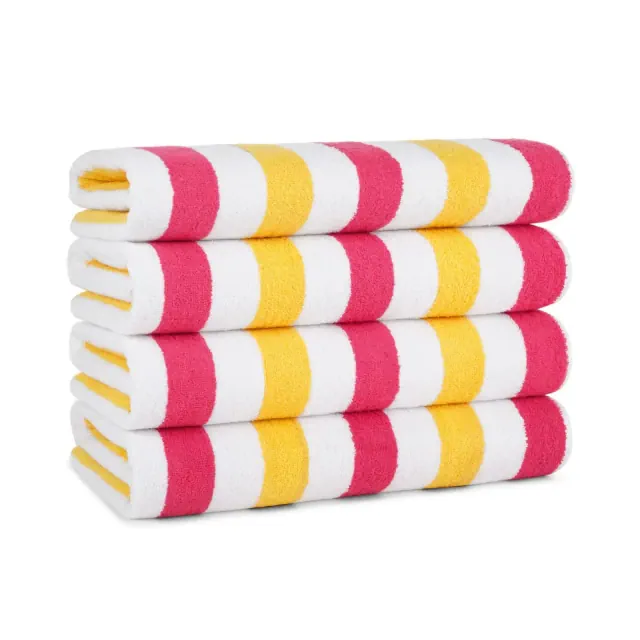 Arkwright Oversized Beach Towels , Soft Ringspun Cotton Cabo Cabana Striped Beach Towel, Pool Towel, Bath Towel - Red/Yellow
