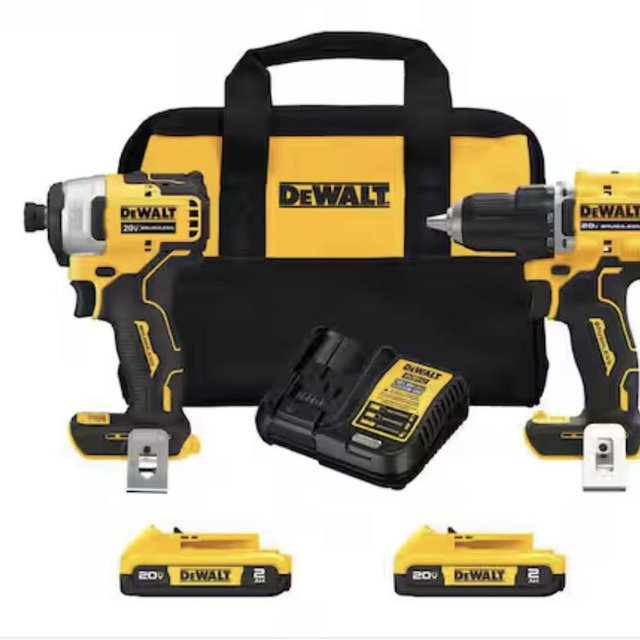 DEWALT ATOMIC 20-Volt MAX Lithium-Ion Cordless Combo Kit (2-Tool) with (2) 2.0Ah Batteries, Charger and Bag DCK225D2