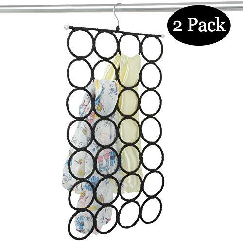 DOIOWN Scarf Hangers Ties Organizer Hangers Racks Space Saving Hangers Closet Organizer (Black)