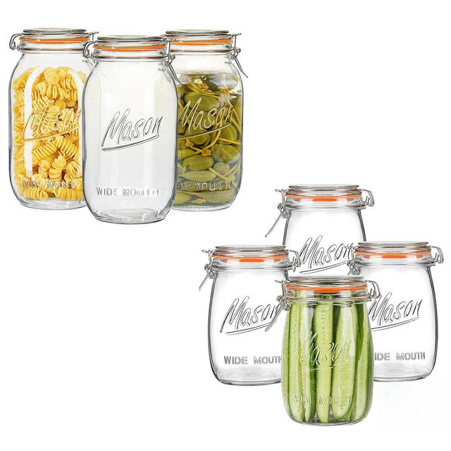 Anwoi 64OZ 3packs Wide Mouth Mason Jars Bundled With 32Oz 4packs Mason Jars