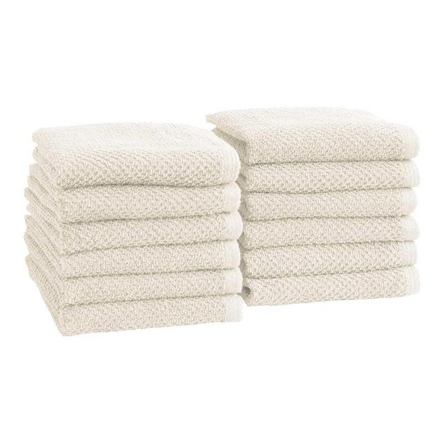 Great Bay Home Ivory Washcloth- 100% Cotton 12-Pack 13x13 Wash Cloth - Absorbent, Quick-Drying, Durable Face Towels for Bathroom Decor - Low-Twist, Two-Ply Fibers