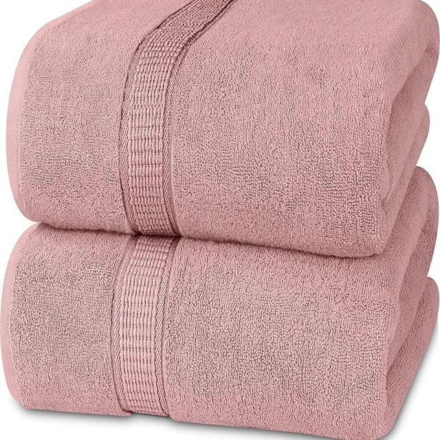 Utopia Towels - Luxurious Jumbo Bath Sheet 2 Piece - 600 GSM 100% Ring Spun Cotton Highly Absorbent and Quick Dry Extra Large Bath Towel - Super Soft Hotel Quality Towel (35 x 70 Inches, Dusty Pink)