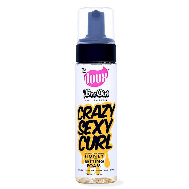 The Doux Curl Cream & Setting Mousse for Curly Hair CRAZYSEXYCURL Honey Foam for Heatless Curls Overnight, Frizz Control, Shine & Moisture – Curly Hair Styling Product with Aloe & Silk Amino Acids