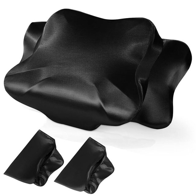 BALAPET 2 Pack Satin Cervical Pillowcase, Smooth & Soft Pillow Case Cover,Ergonomic Pillowcase with Zipper,Cover Only(Black)