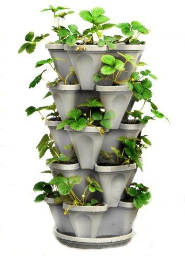 5 Tier Stackable Strawberry, Herb, Flower, and Vegetable Planter - Vertical Garden Indoor/Outdoor