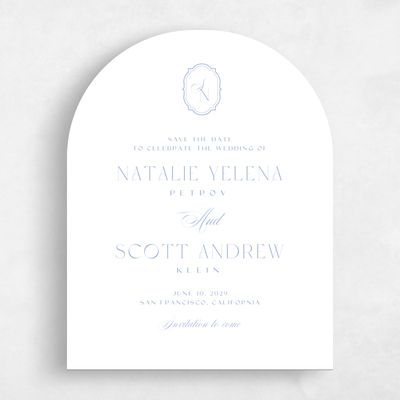 Blue Arch Wedding Save the Date - Korina Portrait