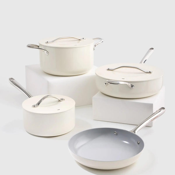 Ceramic Nonstick 7pc Cookware Set - Ivory