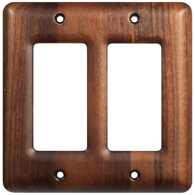 YDJSA Two Light Switch Cover Plate Solid Walnut Decorative 2-Gang Light Switch Cover, Premium Wooden Wall Plate