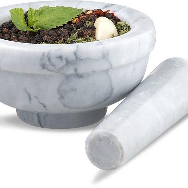 Sagler Marble Grey 3.75 inches Diameter Mortar and pestle set,