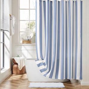 Ohocut Vertical Striped Shower Curtain, Cute Retro Vintage Blue Stripe Bathroom Shower Curtain, Waterproof Polyester Fabric Modern Bath Curtain for Bathroom 72x72 Inches Blue