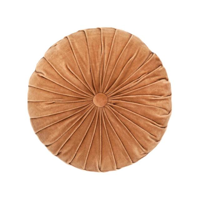 Button Tufted Round Velvet Decorative Pillow, 16"