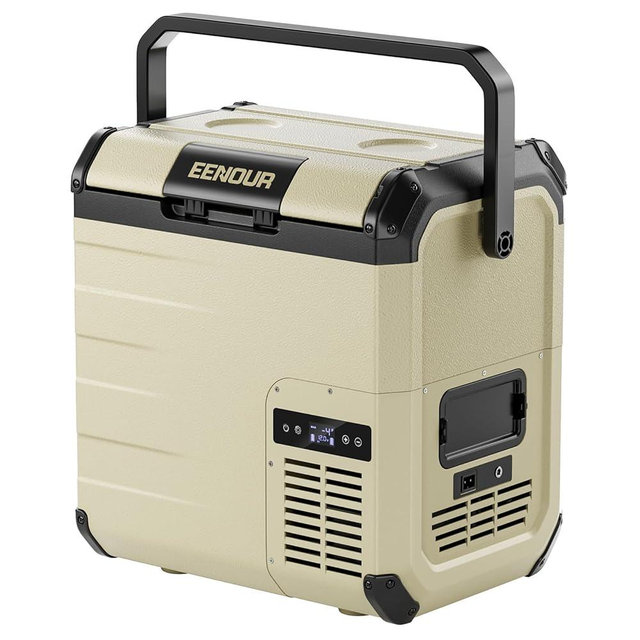 EENOUR D18 12 Volt Car Refrigerator, Portable Freezer 19Qt/18L Battery & Solar Powered Cooler 25W, -4~50℉, 12/24V DC, 110~240V AC, Idea for 2 People, Road Trips, Truck, Camping (Battery Not Included)