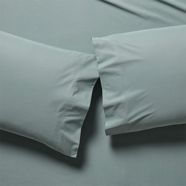 Classic Organic Cotton Percale 400 Thread Light Teal King Pillowcases Set of 2