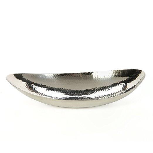 Hosley's 13.5" Hammered Stainless Steel Oval Bowl Ideal for Orbs, dry potpourri, ball candles, weddings, special events, center pieces, crafts. Coordinate with other Hosley decor & floor vases