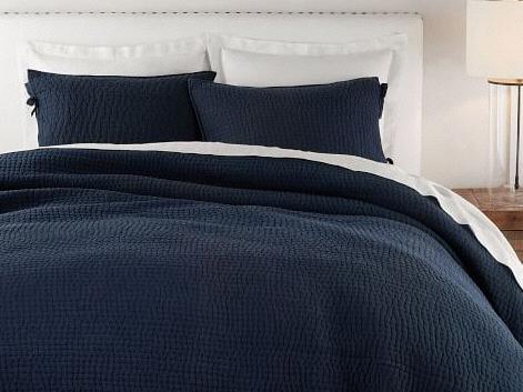 Pottery Barn | Pick-Stitch Handcrafted Sham (2), Standard, Midnight Blue