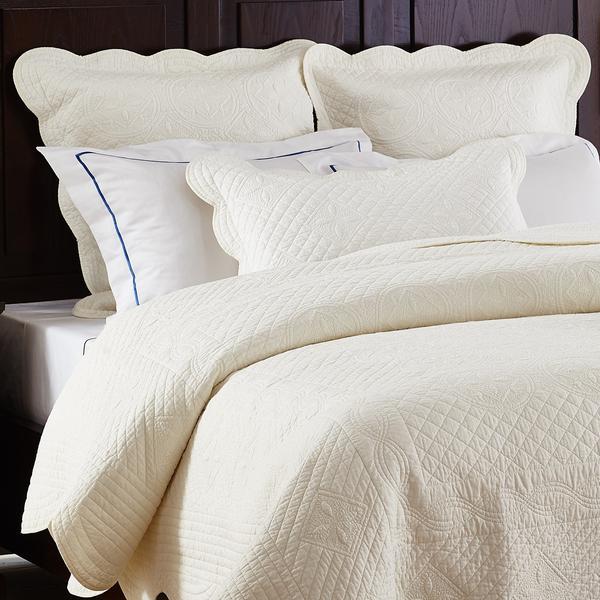 Sage Garden Luxury Pure Cotton Quilted Ivory Pillow Sham