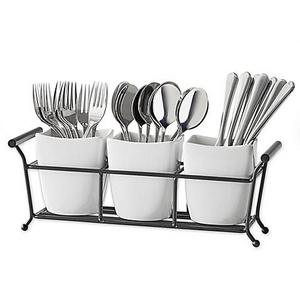 B. Smith 4-Piece Flatware Caddy in White